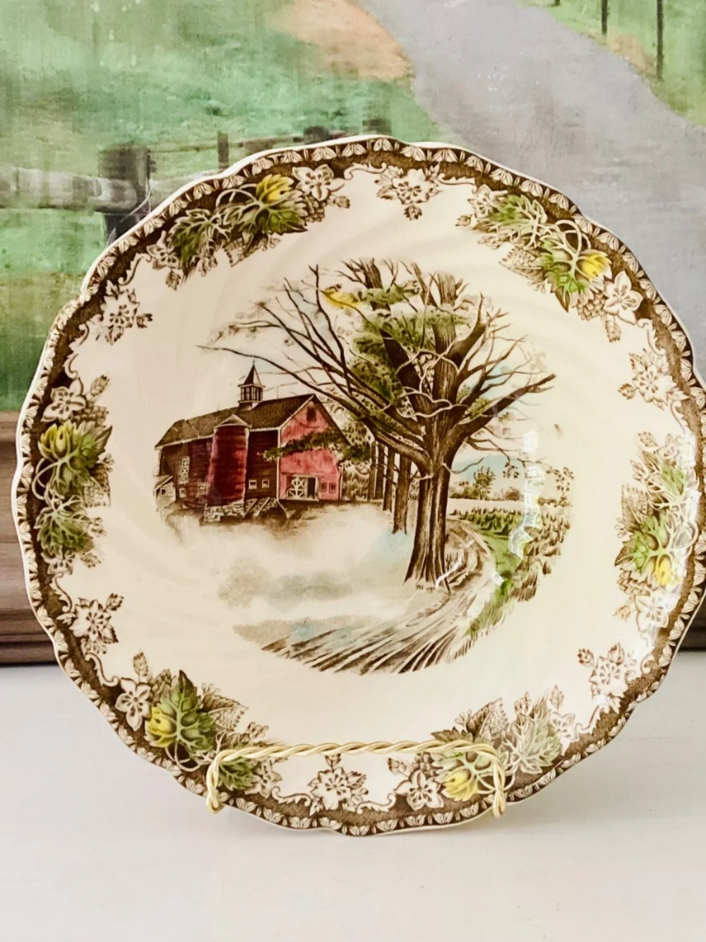 Johnson Bros The Friendly Village 8¼ Serving Vegetable Bowl Autumn Mists ENGLAND